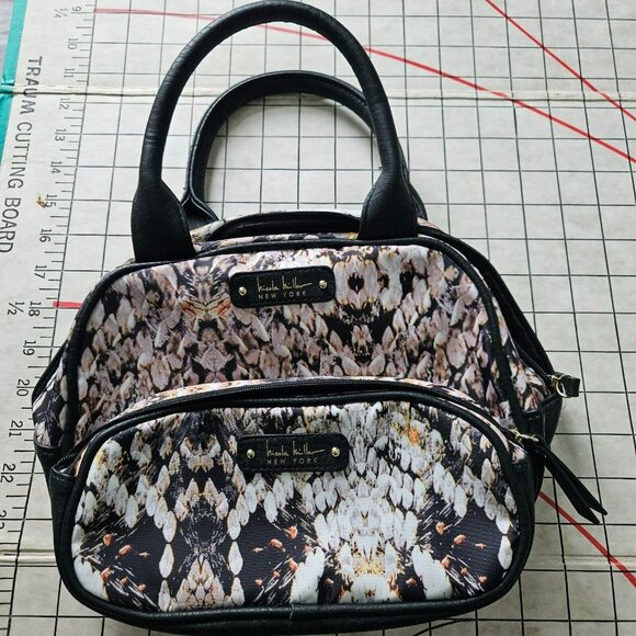 Nicole Miller 2 Bag Cosmetic Toiletry Set Black w Snake Skin NY8015 New W Tag - Picture 6 of 11